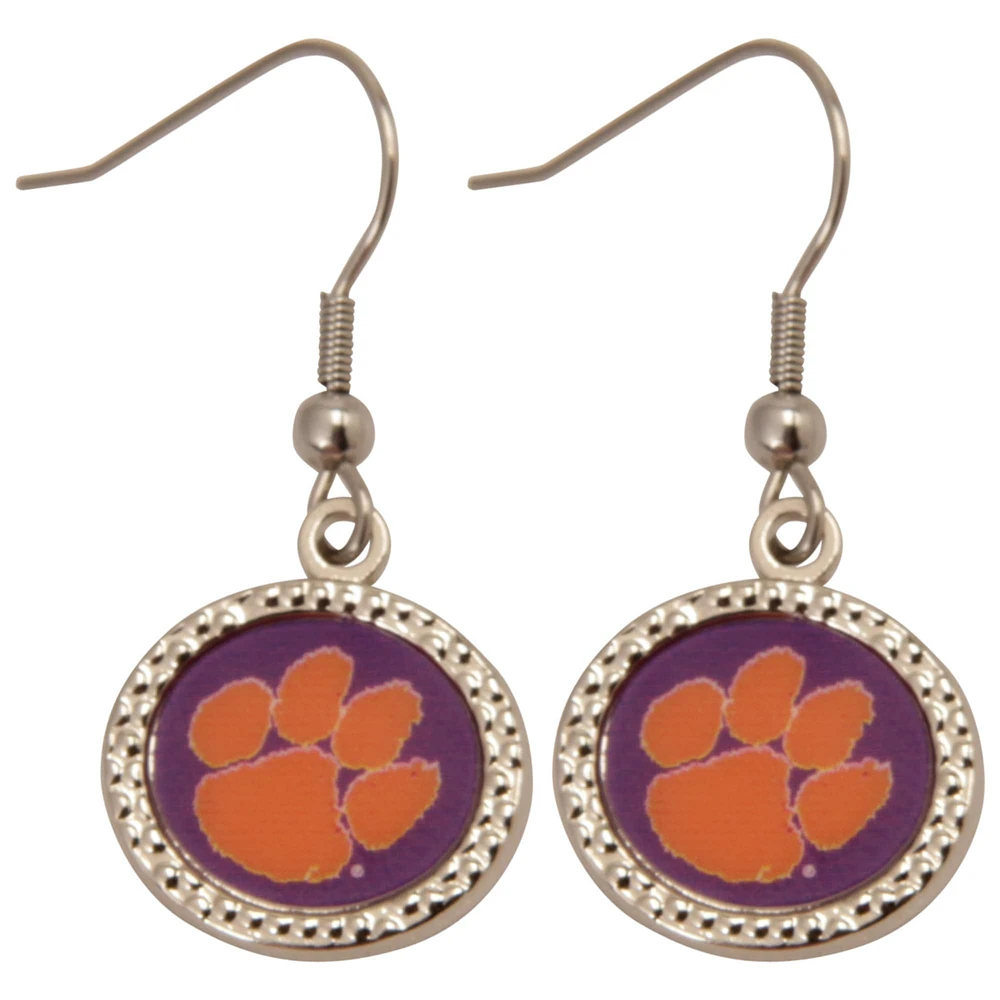 Boucles d'oreilles pendantes rondes Clemson Tigers WinCraft pour femmes