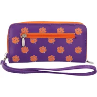 Portefeuille zippé à poignet Clemson Tigers pour femme