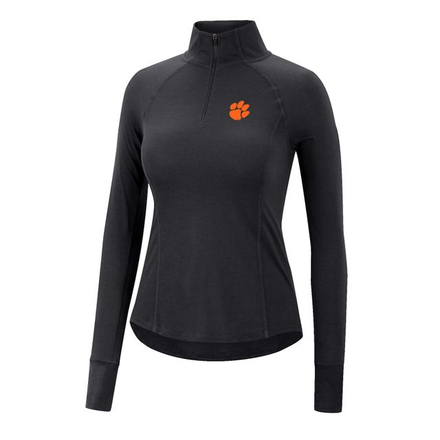 Colosseum Black Clemson Tigers Core Quinn Raglan Quarter-Zip Top pour femme