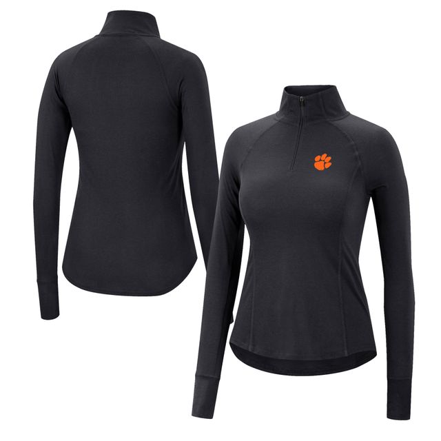 Colosseum Black Clemson Tigers Core Quinn Raglan Quarter-Zip Top pour femme