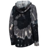 Women's Colosseum Black Clemson Tigers Slow Ride Spiral Tie-Dye Oversized Pullover Hoodie