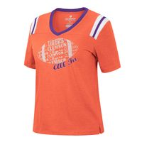 Women's Colosseum Heathered Orange Clemson Tigers 15 Min Early Football V-Neck T-Shirt