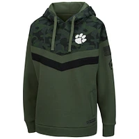 Women's Colosseum Olive/Camo Clemson Tigers OHT Military Appreciation Extraction Chevron Pullover Hoodie