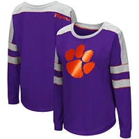 T-shirt à manches longues Colosseum Purple Clemson Tigers Trey Dolman pour femme