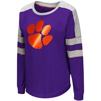 Women's Colosseum Purple Clemson Tigers Trey Dolman Long Sleeve T-Shirt