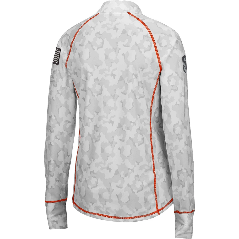 Colosseum White Clemson Tigers OHT Military Appreciation Officer Arctic Camo Fitted Lightweight 1/4-Zip Jacket