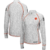 Colosseum White Clemson Tigers OHT Military Appreciation Officer Arctic Camo Fitted Lightweight 1/4-Zip Jacket