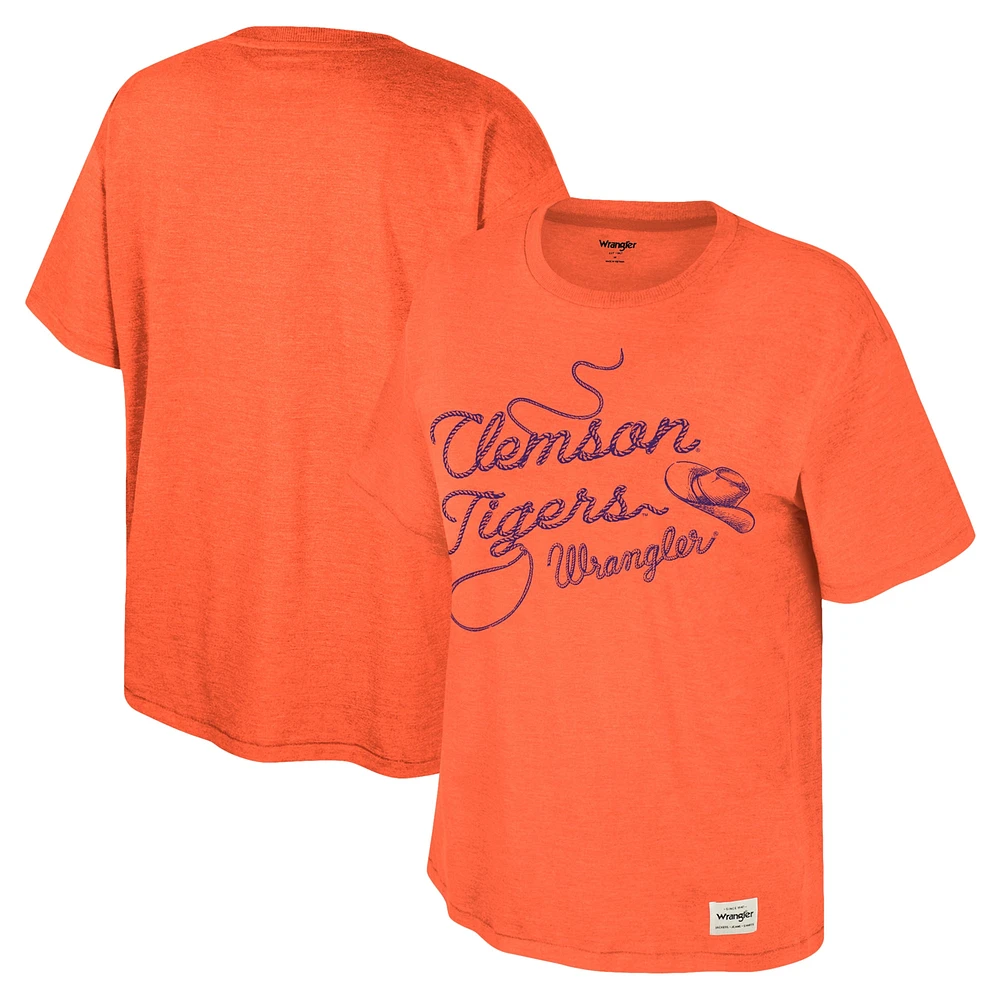 T-shirt surdimensionné Colosseum x Wrangler Orange Clemson Tigers Lasso pour femmes