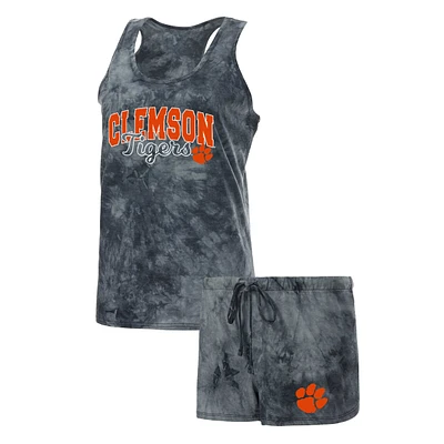 Concepts Sport Charcoal Clemson Tigers Billboard Tie-Dye Débardeur et short pour femme