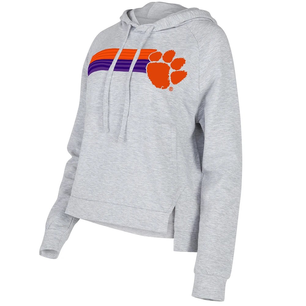 Women's Concepts Sport Gray Clemson Tigers Cedar Tri-Blend Raglan Pullover Hoodie