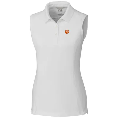 Clemson Tigers Cutter & Buck Women's Advantage Sleeveless Polo - White