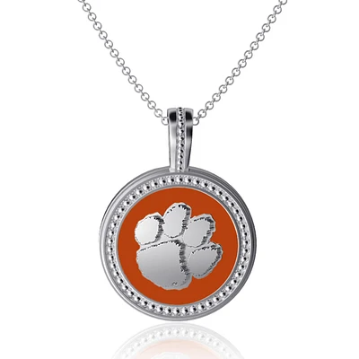 Women's Dayna Designs Clemson Tigers Enamel Silver Coin Necklace