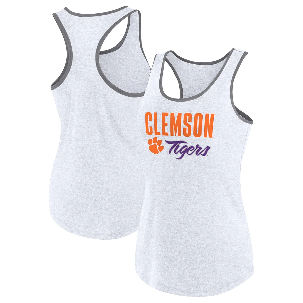 Débardeur à dos nageur Fanatics Ash Clemson Tigers Fuel pour femmes