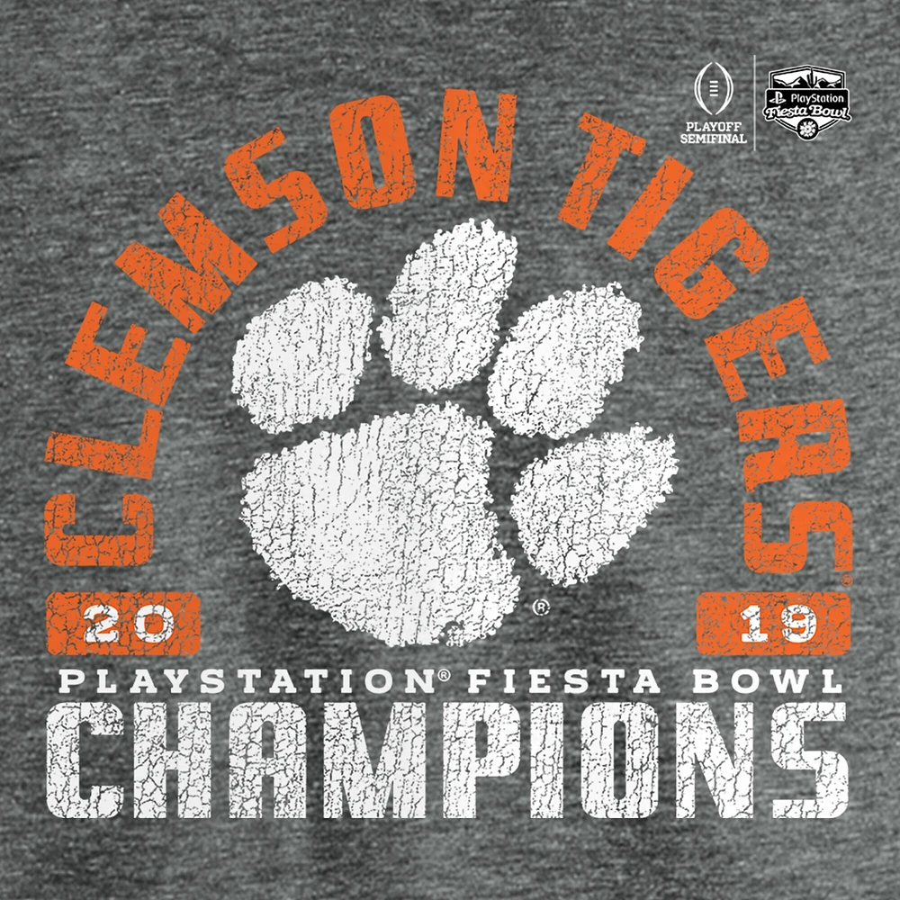 Women's Fanatics Heather Gray Clemson Tigers College Football Playoff 2019 Fiesta Bowl Champions Offensive Tri-Blend V-Neck T-Shirt