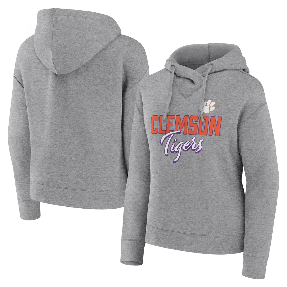 Sweat à capuche Fanatics Heather Grey Clemson Tigers Script Favorite pour femmes