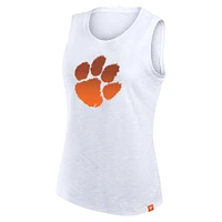 Women's Fanatics White Clemson Tigers Activate Slub Tank Top