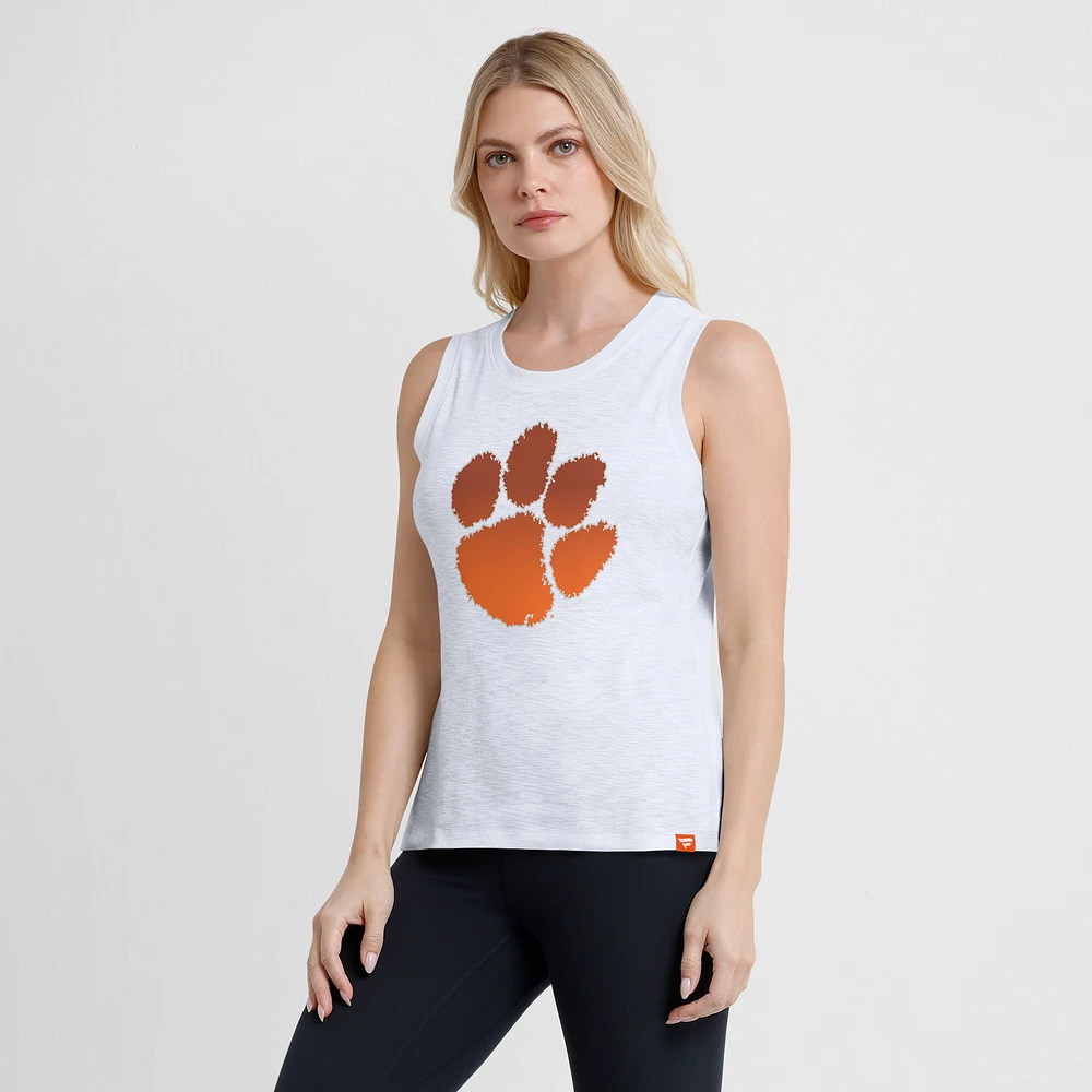 Women's Fanatics White Clemson Tigers Activate Slub Tank Top