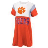 Women's G-III 4Her by Carl Banks Orange/White Clemson Tigers 3rd Down Short Sleeve T-Shirt Dress