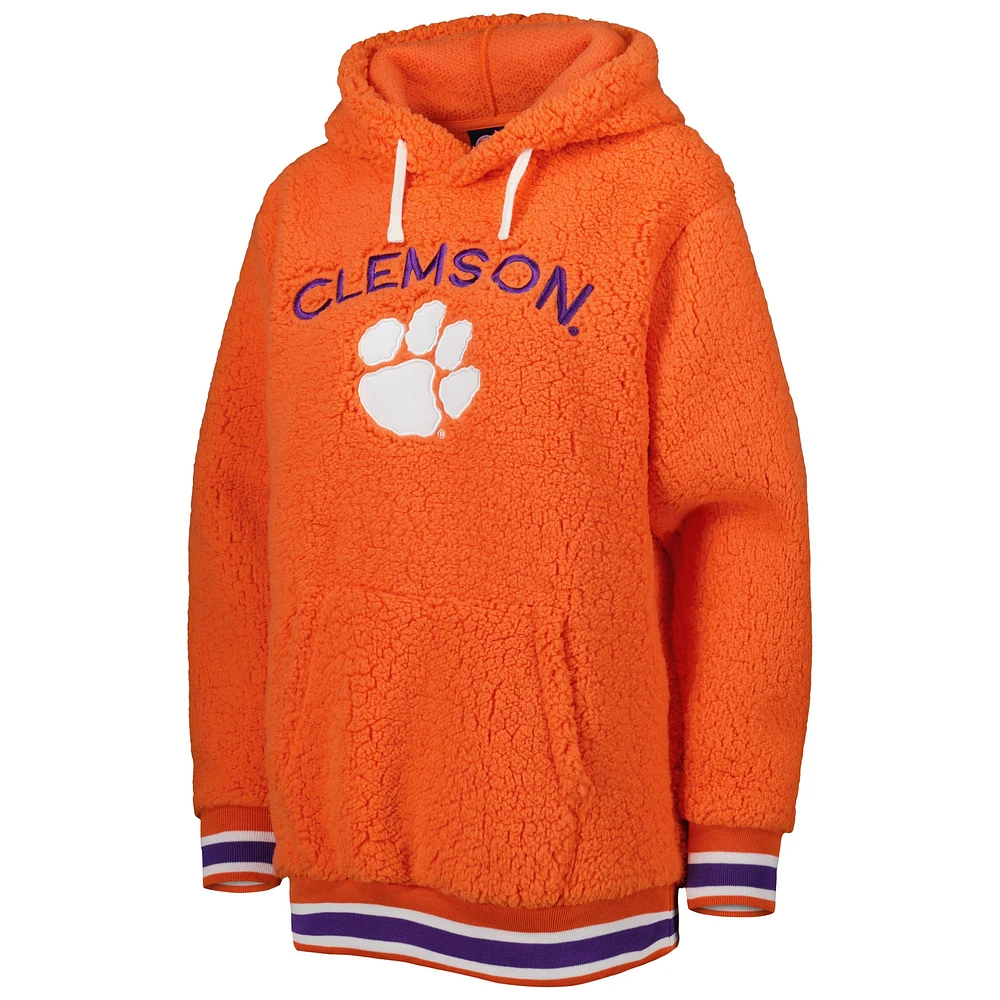 Women's G-III 4Her by Carl Banks Orange Clemson Tigers Game Over Sherpa Pullover Hoodie