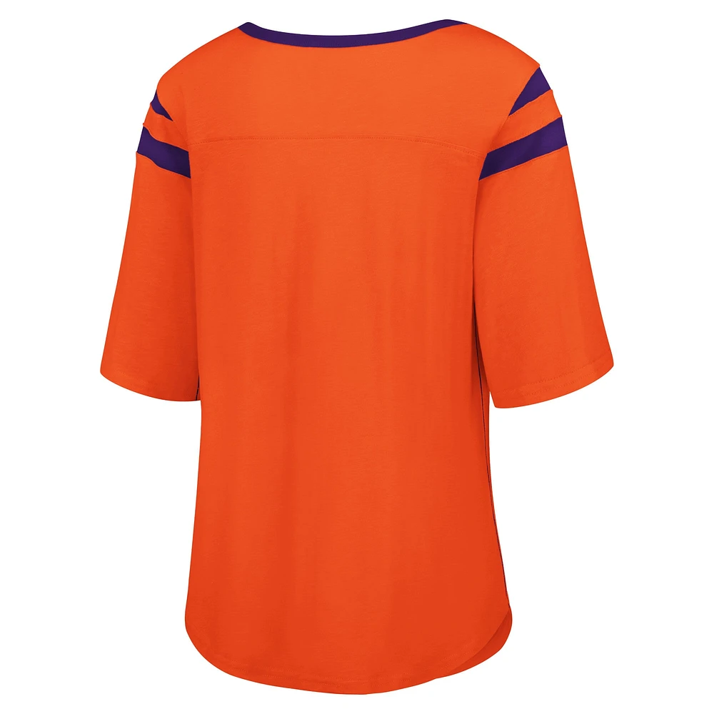 Women's G-III 4Her by Carl Banks Orange Clemson Tigers Plus Linebacker Half-Sleeve T-Shirt