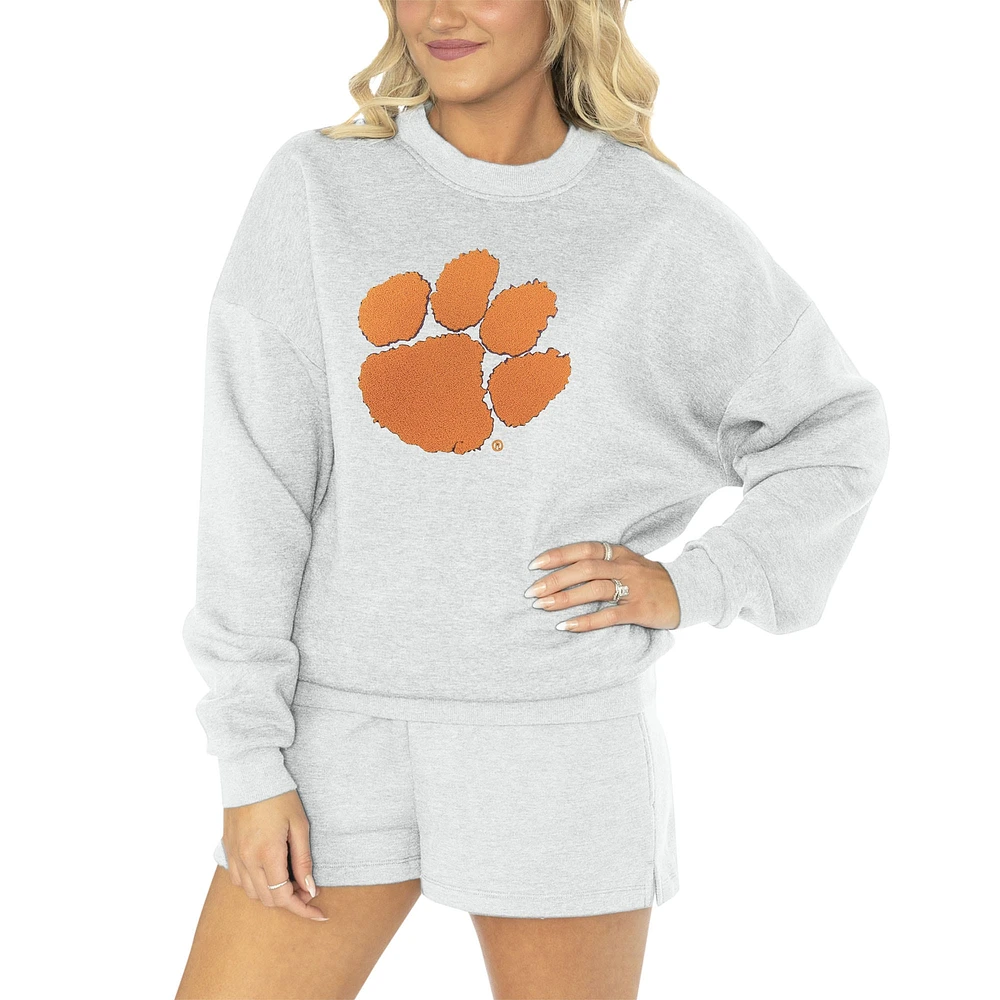 Gameday Couture Ash Clemson Tigers Team Effort Sweat-shirt et short pour femme