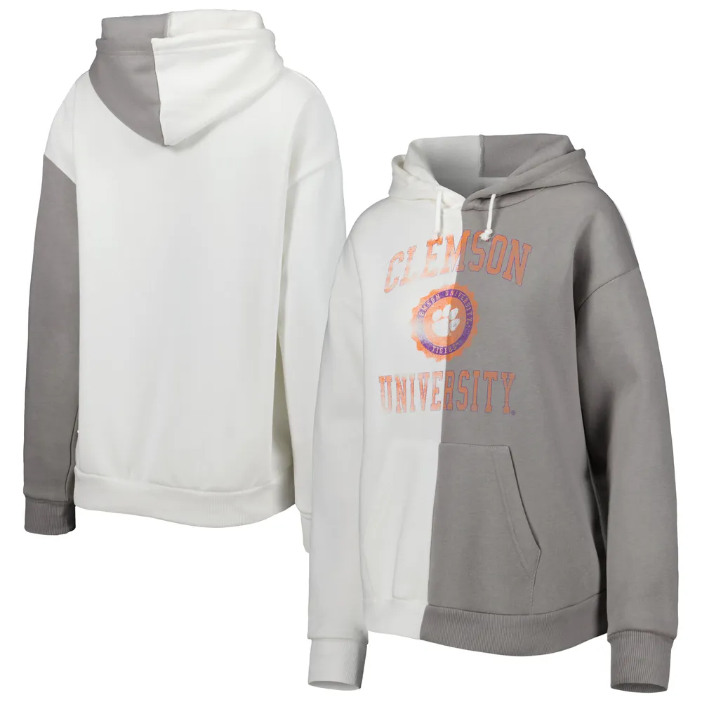 Sweat à capuche fendu Gameday Couture Clemson Tigers gris/blanc pour femme