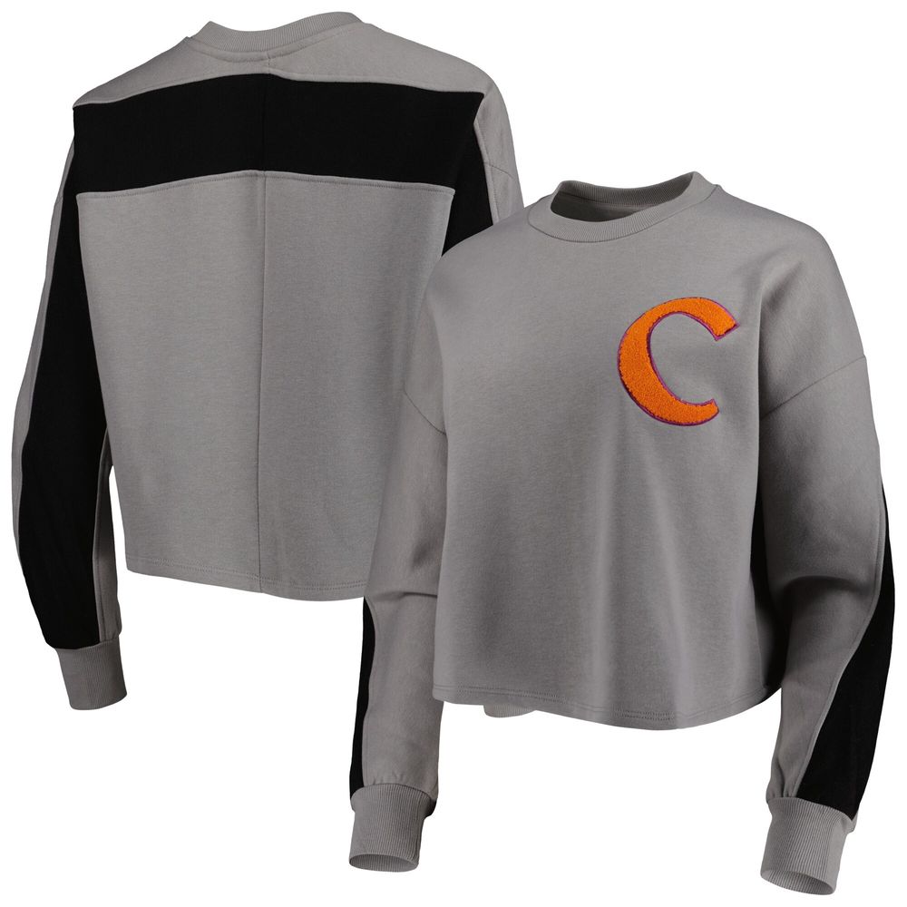 Women's Gameday Couture Gray Clemson Tigers Back To Reality Colorblock Pullover Sweatshirt