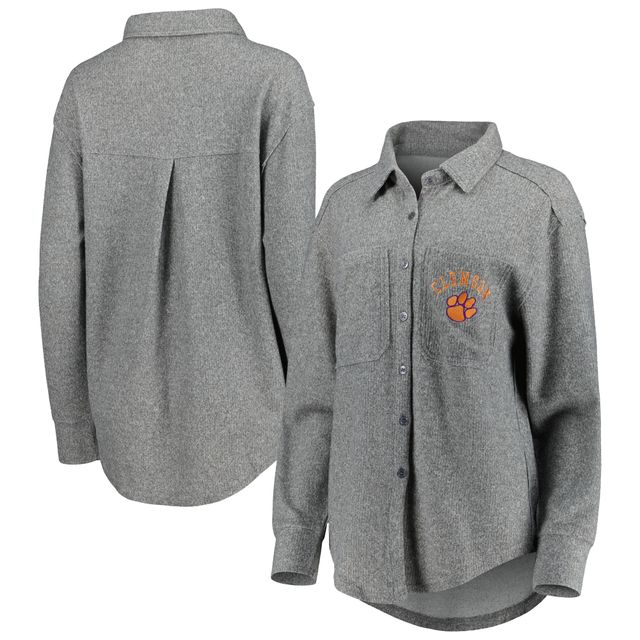 Veste boutonnée à trois mélanges Switch It Up des Clemson Tigers Gameday Couture pour femme, gris