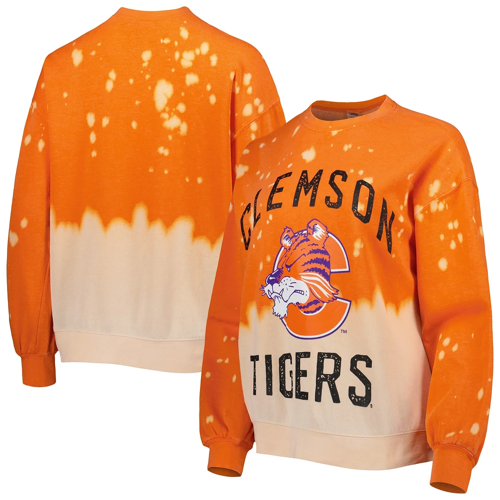 Women's Gameday Couture Orange Clemson Tigers Twice As Nice Faded Dip-Dye Pullover Long Sleeve Top