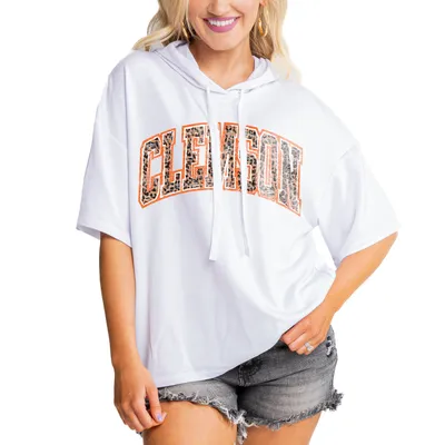 Clemson Tigers Gameday Couture Women's Flowy Lightweight Short Sleeve Hooded Top - White