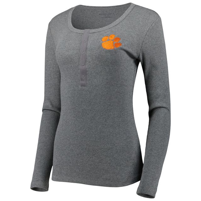 T-shirt à manches longues Harper Henley des Clemson Tigers gris pour femme