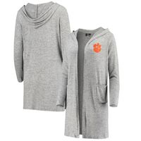 Women's Heathered Gray Clemson Tigers Cuddle Soft Duster Cardigan