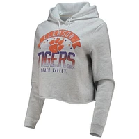 Women's League Collegiate Wear Ash Clemson Tigers Banner 1636 Sweat à capuche court