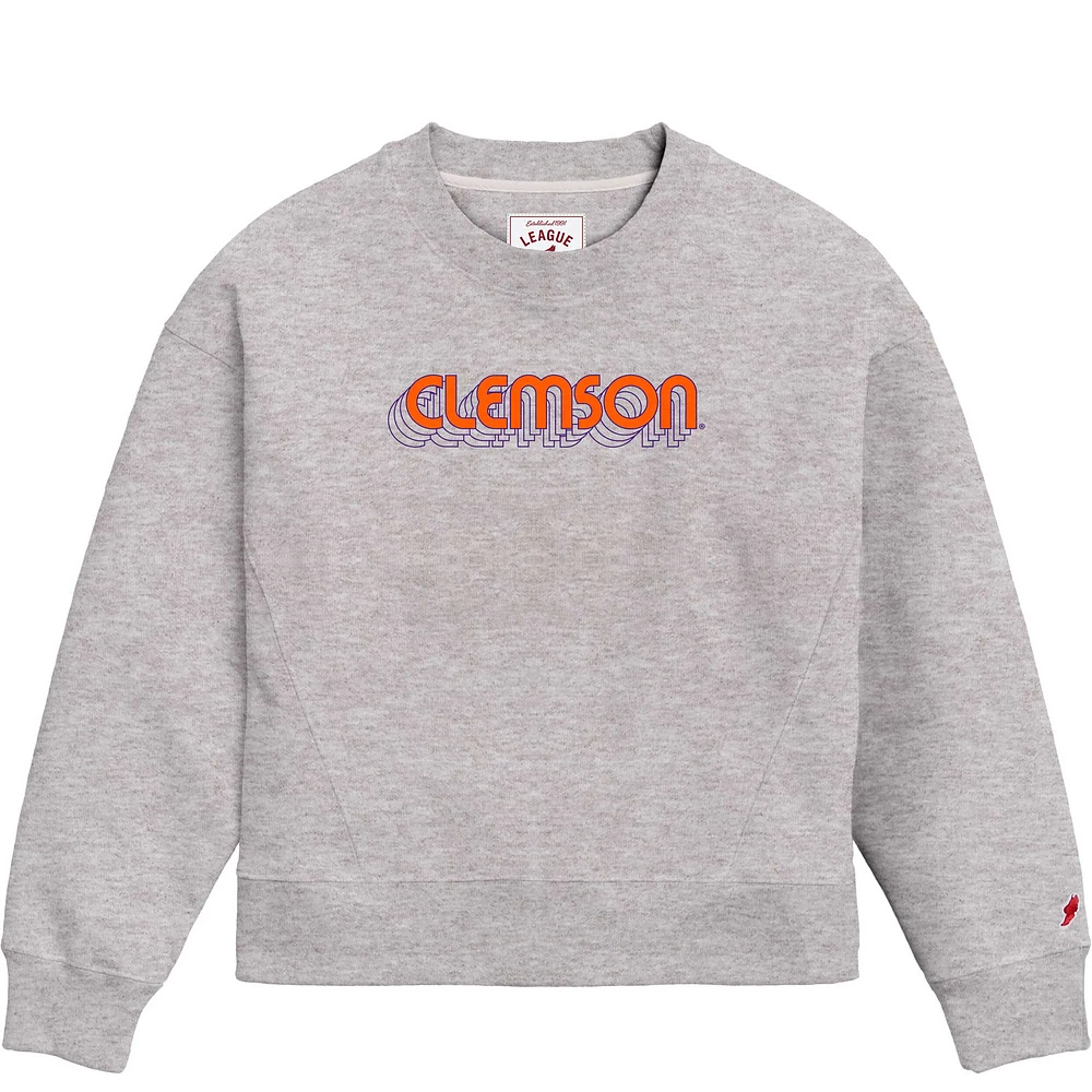 Sweat-shirt à enfiler carré pour femme League Collegiate Wear Ash Clemson Tigers