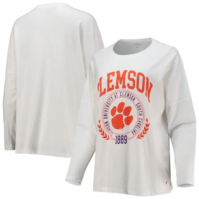 Women's League Collegiate Wear Purple Clemson Tigers Clothesline Cropped T-Shirt Size: Small