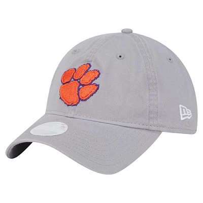 Casquette ajustable 9TWENTY avec logo Clemson Tigers de New Era pour femme, gris