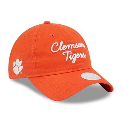 Casquette réglable New Era Clemson Tigers Script 9TWENTY orange pour femme