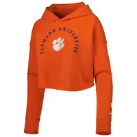 Women's Nike Orange Clemson Tigers 2-Hit Cropped Pullover Hoodie