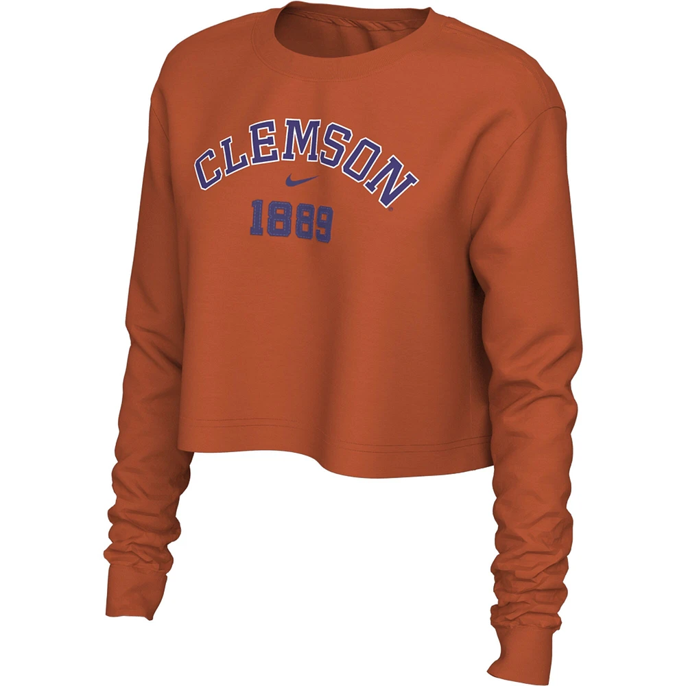 Women's Nike Orange Clemson Tigers Est. Cropped Long Sleeve T-Shirt