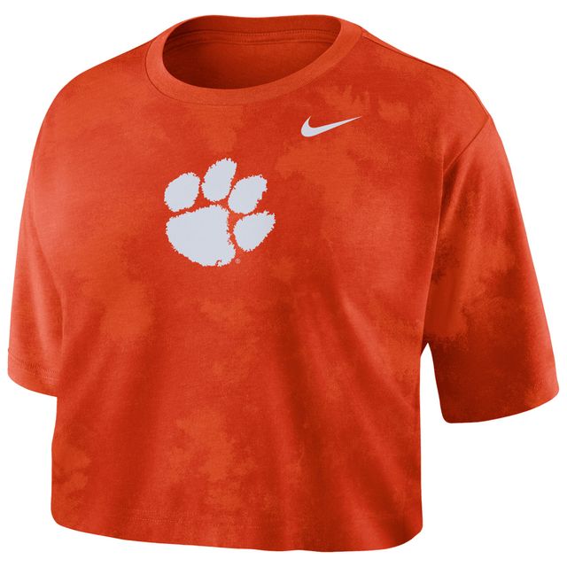 T-shirt court tie-dye Nike Clemson Tigers orange pour femme