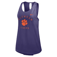 Women's Nike Purple Clemson Tigers Primetime Crisscross Performance Tank Top