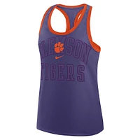 Women's Nike Purple Clemson Tigers Primetime Racerback Tri-Blend Tank Top