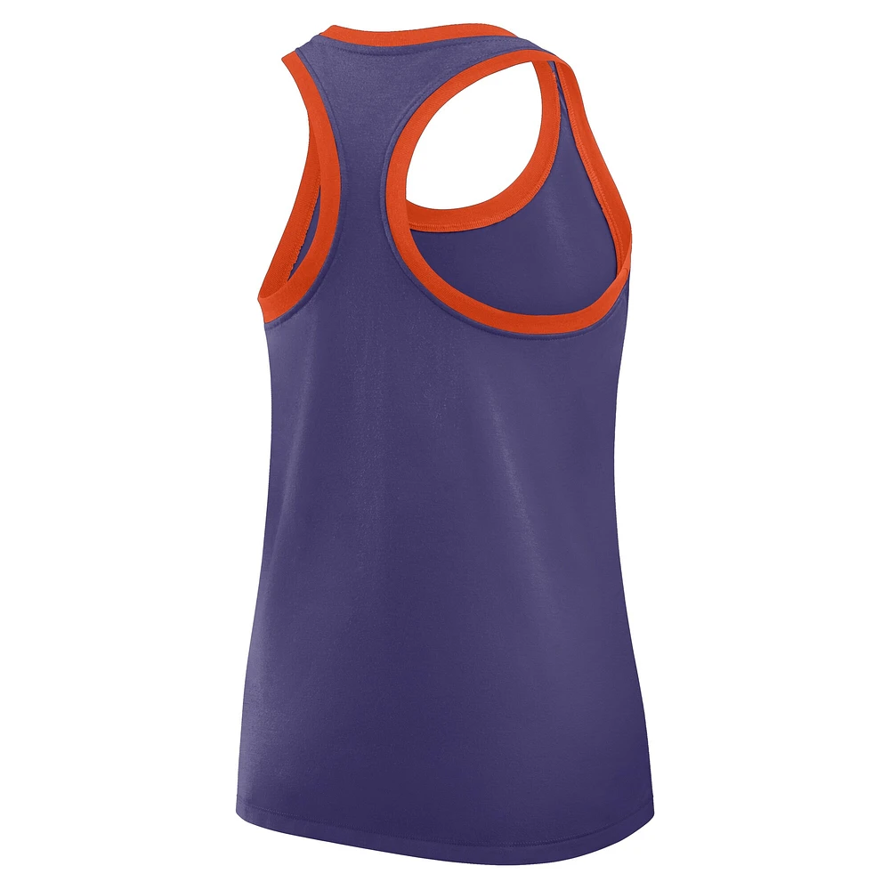 Women's Nike Purple Clemson Tigers Primetime Racerback Tri-Blend Tank Top