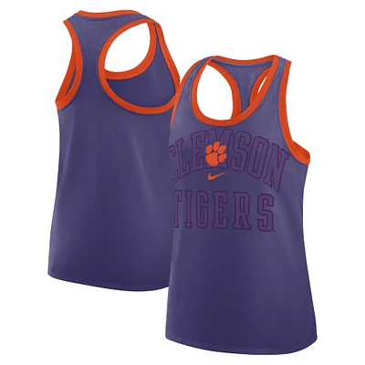 Women's Nike Purple Clemson Tigers Primetime Racerback Tri-Blend Tank Top