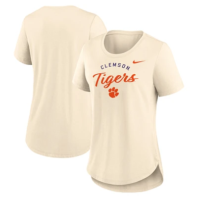 T-shirt Nike Tan Tri-Blend avec logo script des Clemson Tigers pour femme