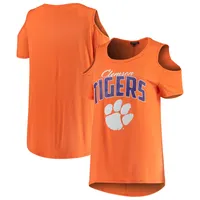 Women's Orange Clemson Tigers Cold Shoulder Flowy Top