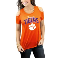 Women's Orange Clemson Tigers Cold Shoulder Flowy Top