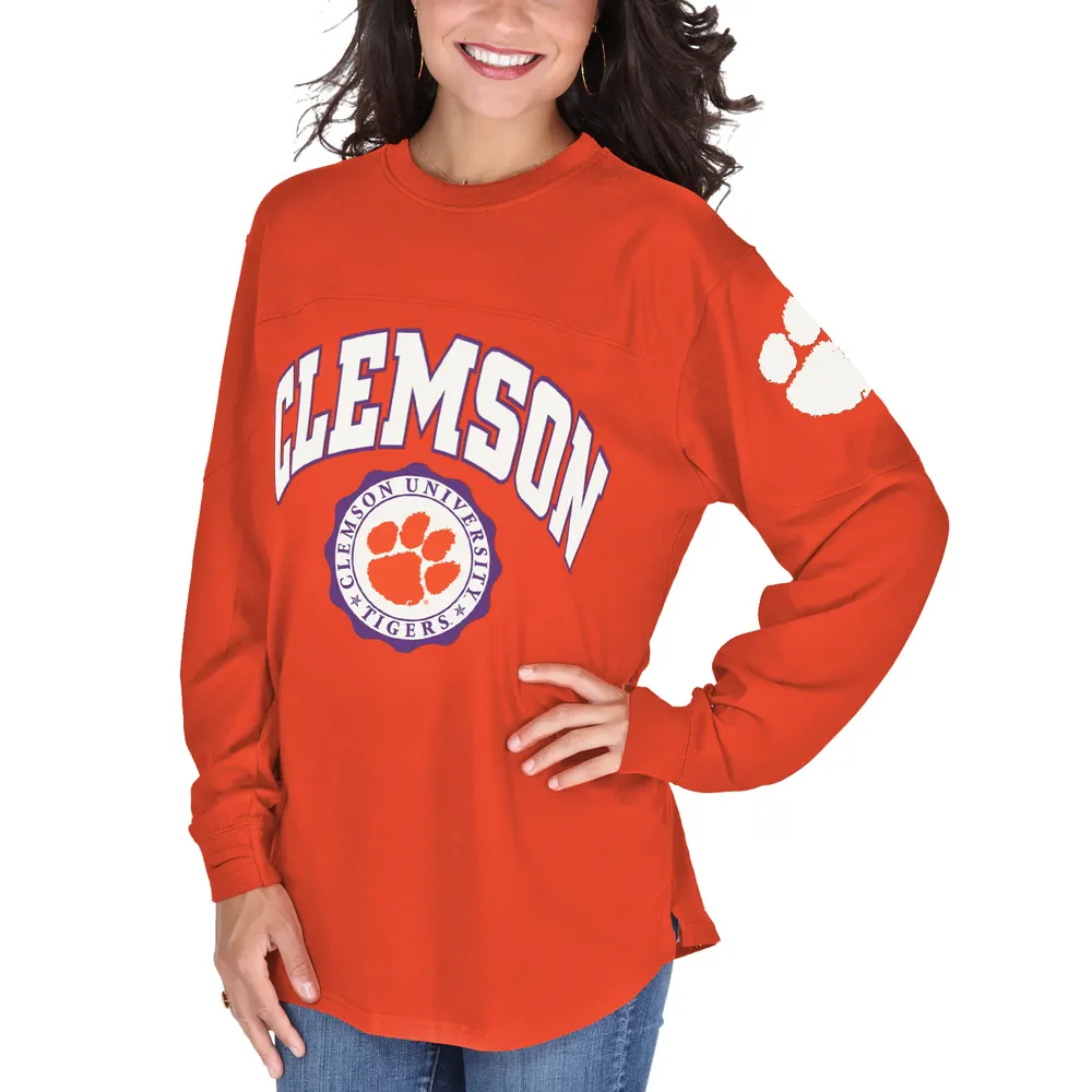 T-shirt à manches longues Clemson Tigers Edith orange pour femme