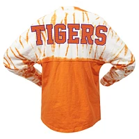 T-shirt en jersey à manches longues tie-dye Clemson Tigers orange pour femme