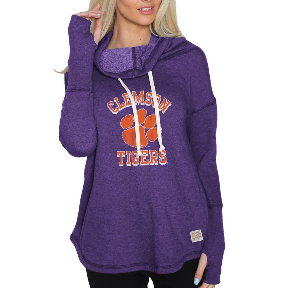 Women's Original Retro Brand Purple Clemson Tigers Funnel Neck Pullover Sweatshirt